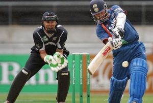 Sachin Tendulkar playing an attacking shot against New Zealand