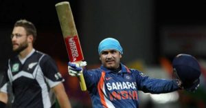 Virender Sehwag celebrating a century