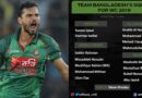 Bangladesh Squad for World Cup 2019