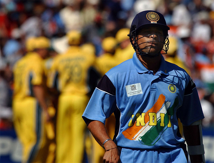 Sachin Tendulkar after getting dismissed for 4 against Australia in World Cup 2003