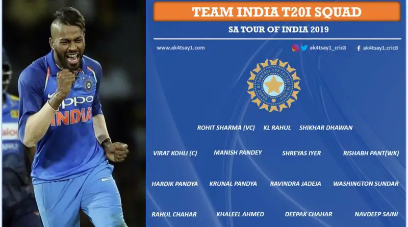 India T20 Squad against SA