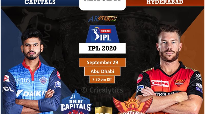 IPL 2020 Match 11 DC vs SRH predicted 11, preview, and top players