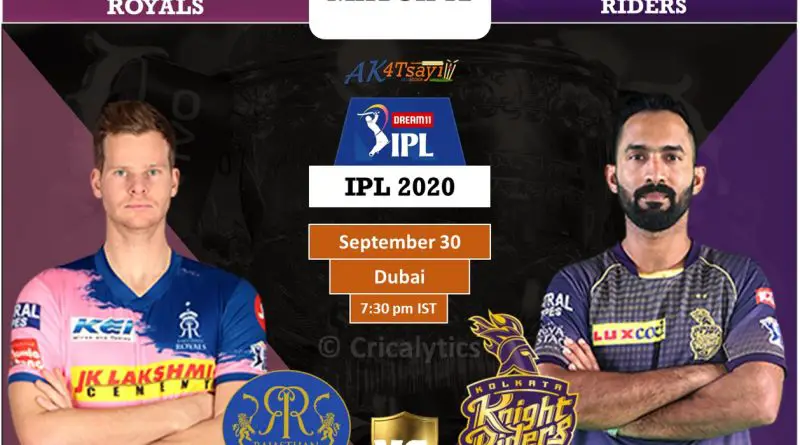 IPL 2020 Match 12 RR vs KKR predicted 11, preview, and top players