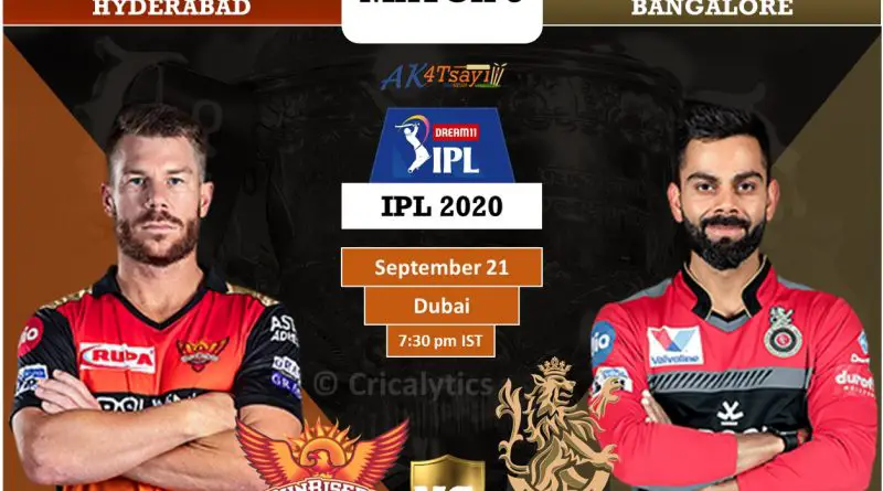 IPL 2020 UAE Match 3 SRH vs RCB predicted 11 and preview