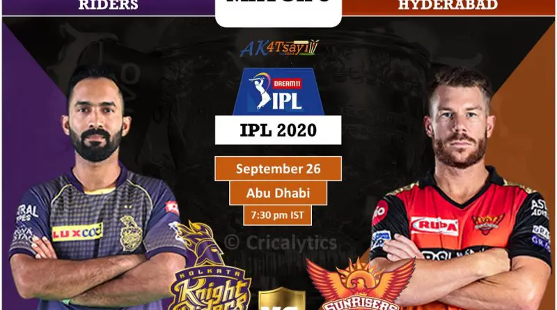 IPL 2020 UAE Match 8 KKR vs SRH predicted 11 and preview