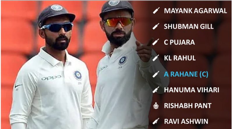 India vs Australia 2nd test match ideal playing 11