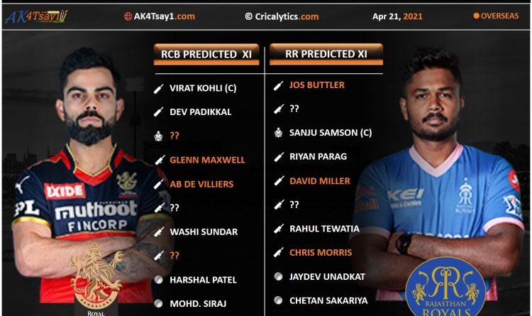IPL 2021 RCB vs RR match 16 predicted 11 and key fantasy players