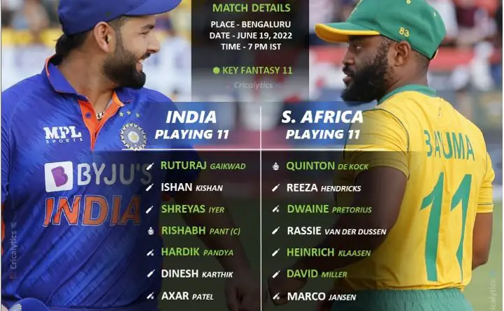 india vs south africa sa 2022 5th t20 playing 11