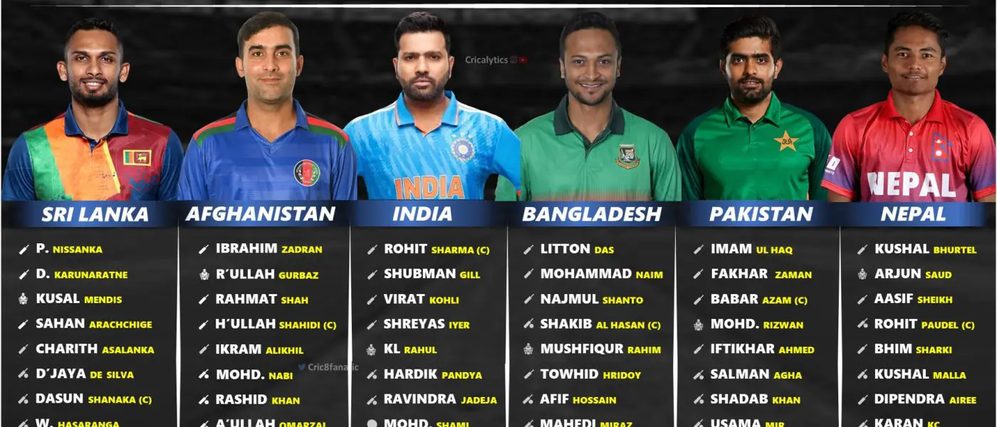 asia cup 2023 all six teams strongest playing 11