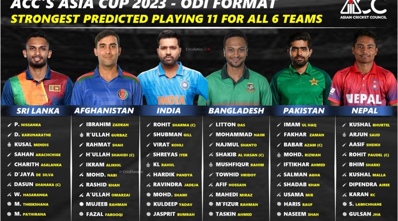 asia cup 2023 all six teams strongest playing 11