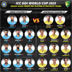 icc odi world cup 2023 india vs australia confirmed playing 11 for both