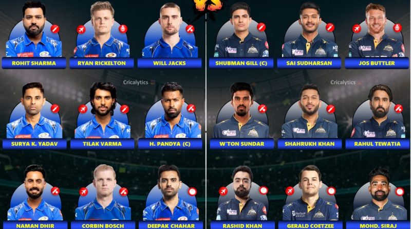 IPL 2025 Mumbai Indians (MI) vs Gujarat Titans (GT) Match 56 Confirmed Playing 11