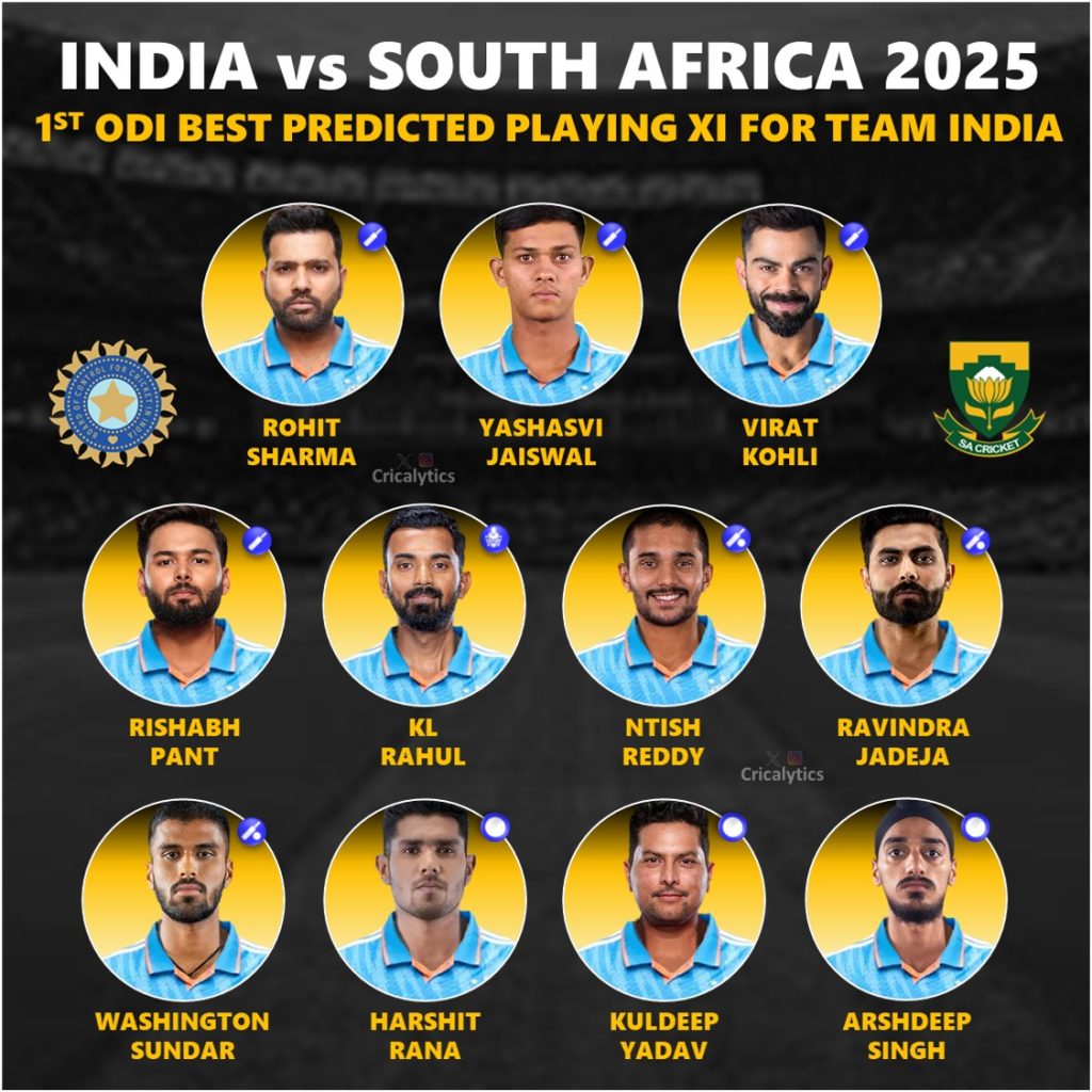 India vs South Africa 2025 1st ODI Best Predicted Playing 11