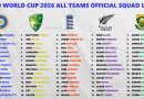 T20 World Cup 2026 Full Official Squad List for All 20 Teams