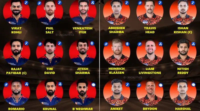 IPL 2026 RCB vs SRH 1st Match Each Team Best Playing 11