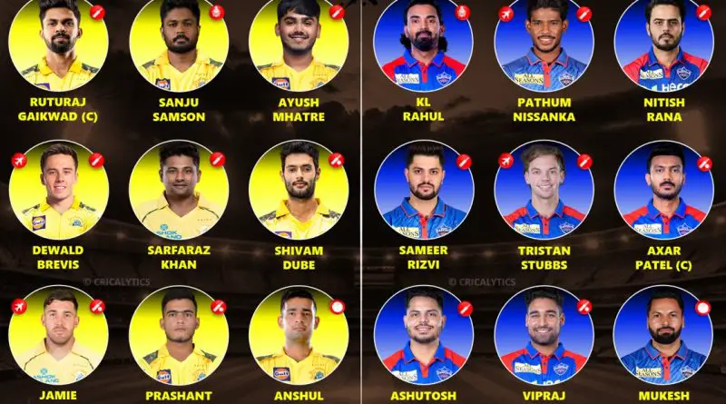 IPL 2026 CSK vs DC Match 18 Each Team Best Playing 11 Preview