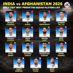 India vs Afghanistan 2026 Single Test Full Best Team Squad List India vs Afghanistan 2026 Only Test Full Best Team Squad List