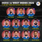 India vs West Indies 2026 1st ODI Likely Playing 11 Team Preview